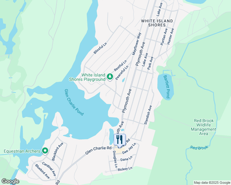 map of restaurants, bars, coffee shops, grocery stores, and more near 2 Peaceful Lane in Wareham