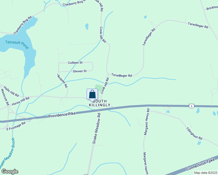 map of restaurants, bars, coffee shops, grocery stores, and more near 36 Cook Hill Road in Killingly