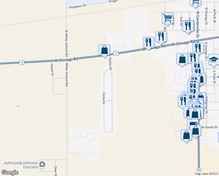 map of restaurants, bars, coffee shops, grocery stores, and more near 69184 Elaine Drive in Sturgis