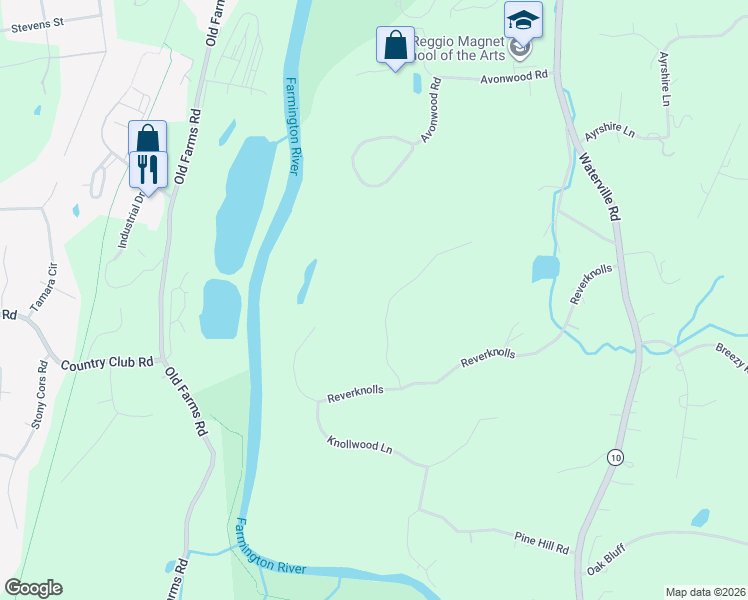 map of restaurants, bars, coffee shops, grocery stores, and more near 37 Lord Davis Lane in Avon