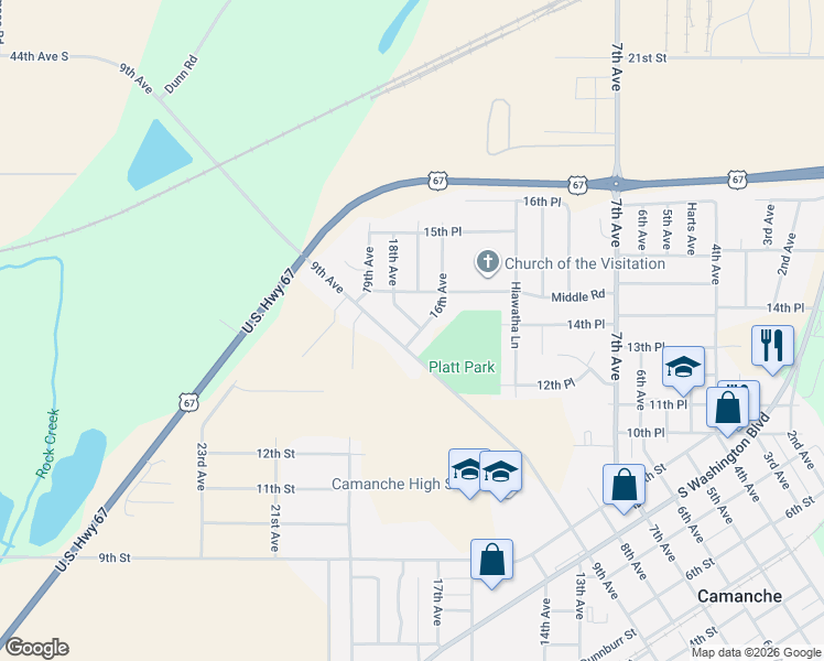 map of restaurants, bars, coffee shops, grocery stores, and more near 1407 Westfield Lane in Camanche