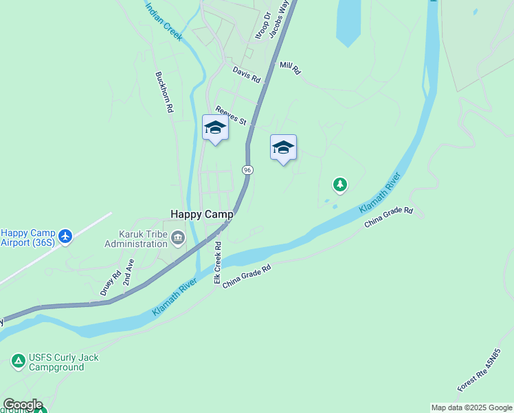map of restaurants, bars, coffee shops, grocery stores, and more near 64034 Hillside Road in Happy Camp