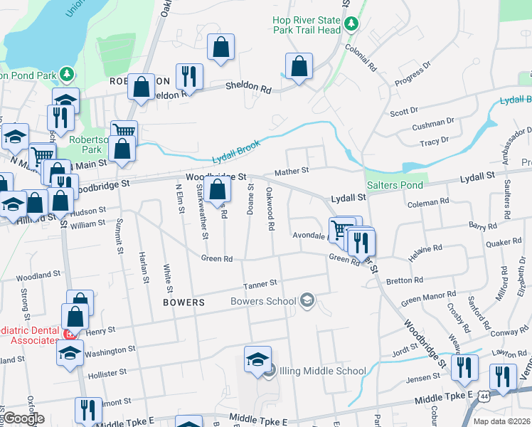 map of restaurants, bars, coffee shops, grocery stores, and more near 49 Doane Street in Manchester