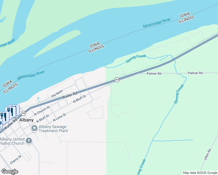 map of restaurants, bars, coffee shops, grocery stores, and more near 1109 North Bluff Street in Albany