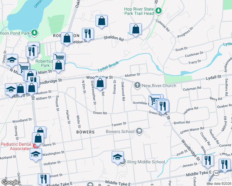 map of restaurants, bars, coffee shops, grocery stores, and more near 49 Doane Street in Manchester