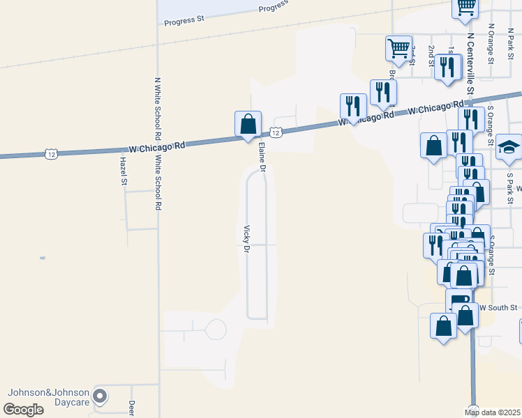 map of restaurants, bars, coffee shops, grocery stores, and more near 69184 Elaine Drive in Sturgis