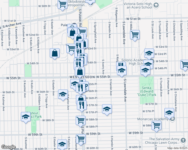 map of restaurants, bars, coffee shops, grocery stores, and more near in Chicago