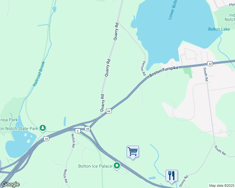 map of restaurants, bars, coffee shops, grocery stores, and more near 753 Boston Turnpike in Bolton