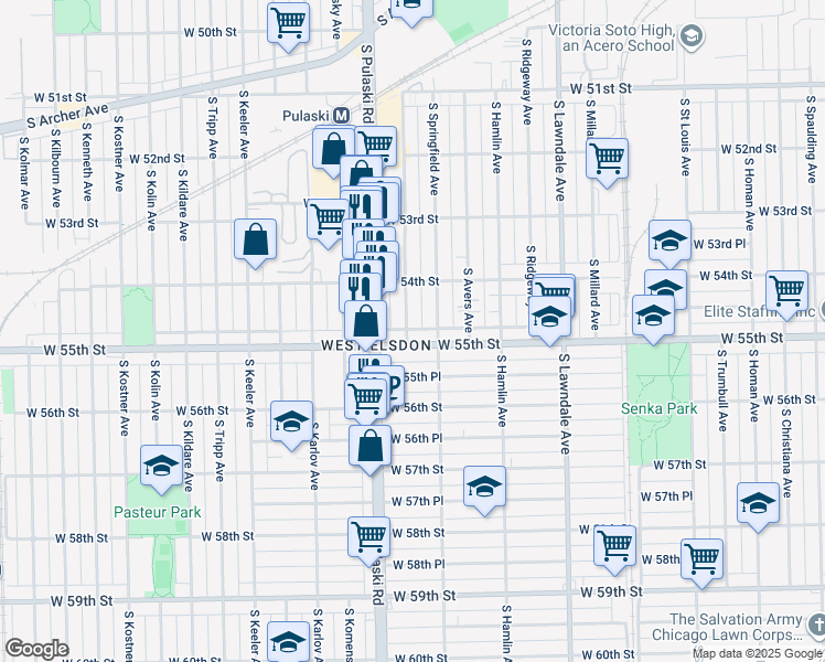 map of restaurants, bars, coffee shops, grocery stores, and more near in Chicago