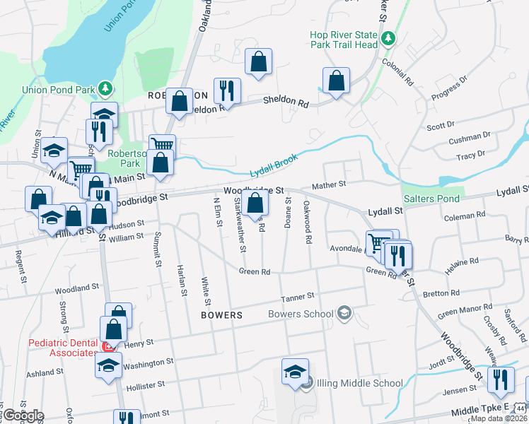 map of restaurants, bars, coffee shops, grocery stores, and more near 29 Phelps Road in Manchester