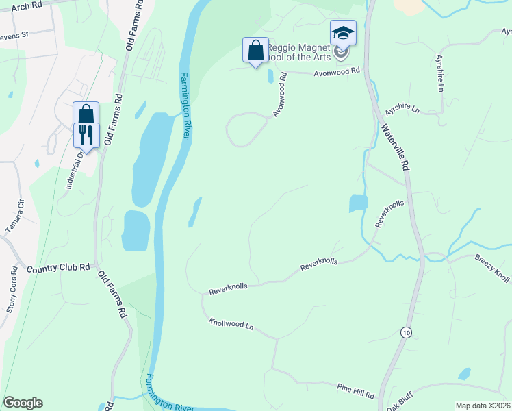 map of restaurants, bars, coffee shops, grocery stores, and more near 49 Lord Davis Lane in Avon