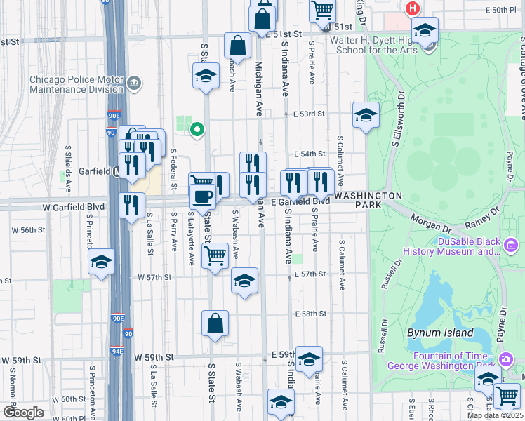 map of restaurants, bars, coffee shops, grocery stores, and more near in Chicago