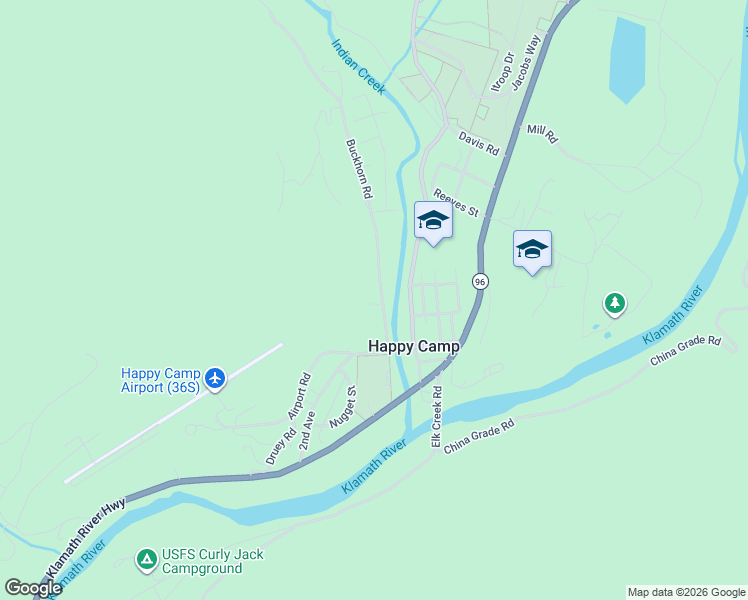 map of restaurants, bars, coffee shops, grocery stores, and more near 143 Buckhorn Road in Happy Camp