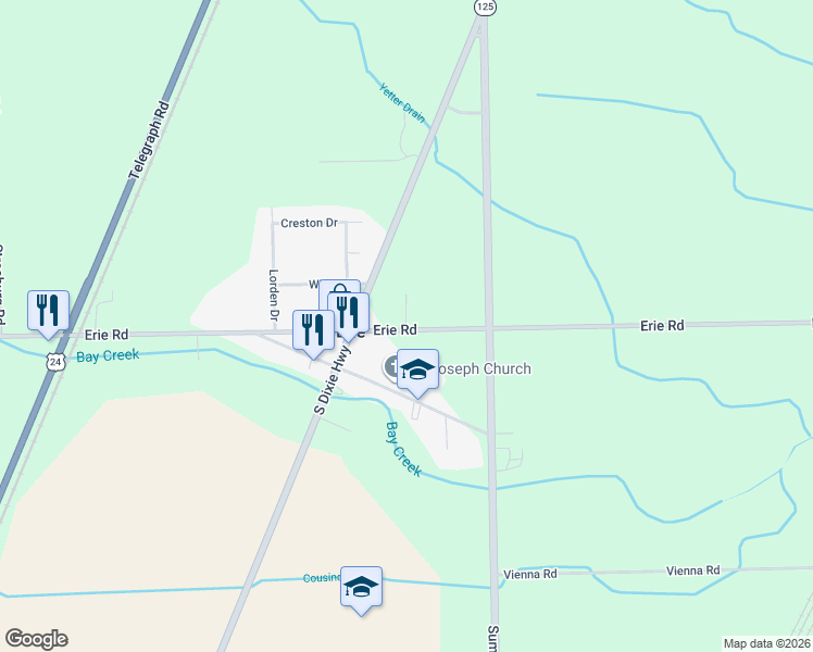 map of restaurants, bars, coffee shops, grocery stores, and more near 9812 Streeter Drive in Erie