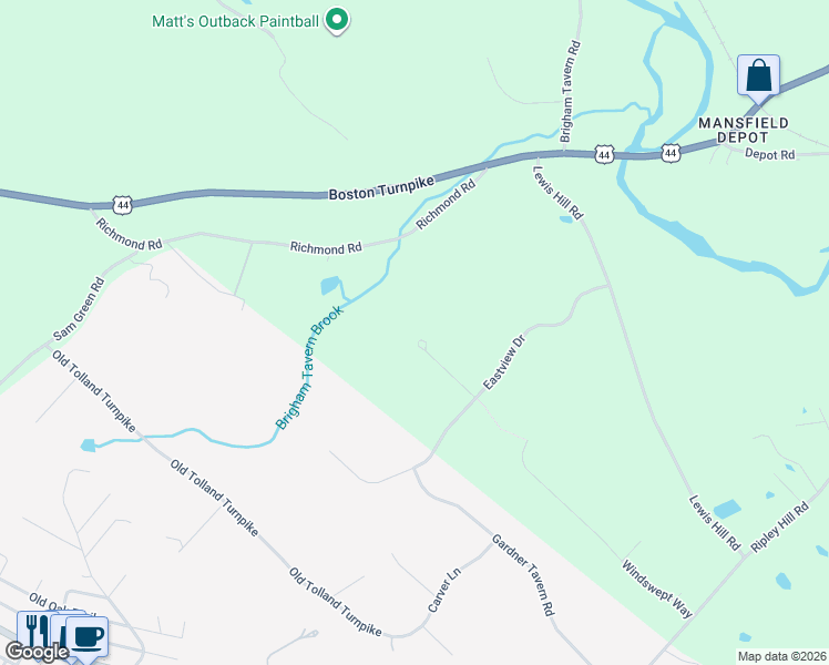 map of restaurants, bars, coffee shops, grocery stores, and more near 100 Frederick Drive in Coventry