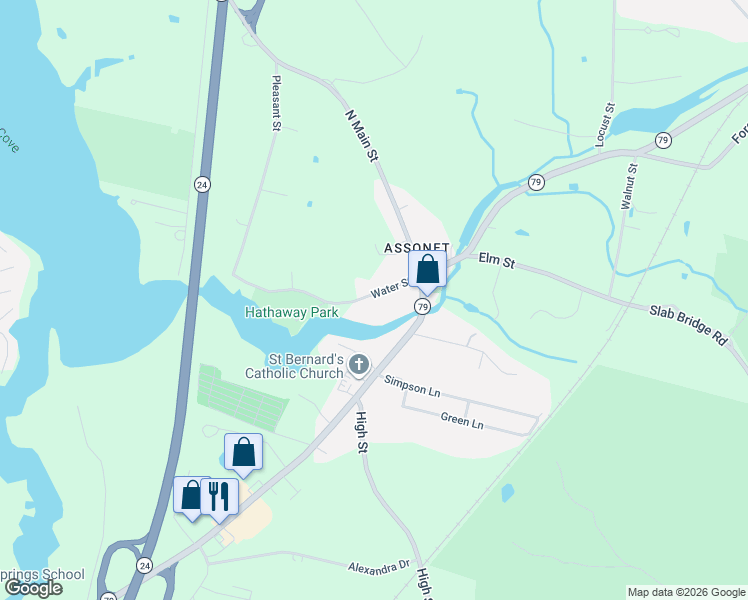 map of restaurants, bars, coffee shops, grocery stores, and more near 11 Water Street in Freetown