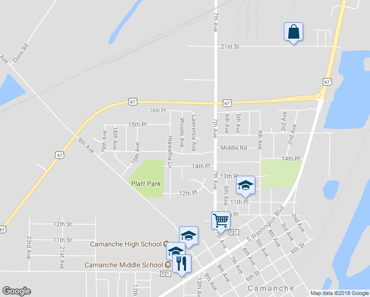 map of restaurants, bars, coffee shops, grocery stores, and more near 1420 Woods Avenue in Camanche