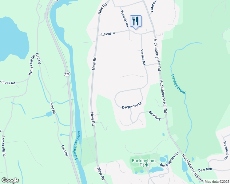 map of restaurants, bars, coffee shops, grocery stores, and more near 77 Deepwood Drive in Avon