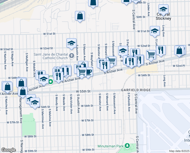 map of restaurants, bars, coffee shops, grocery stores, and more near in Chicago