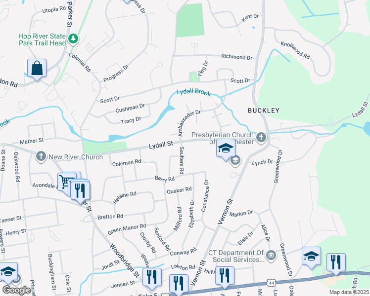 map of restaurants, bars, coffee shops, grocery stores, and more near 9 Saulters Road in Manchester