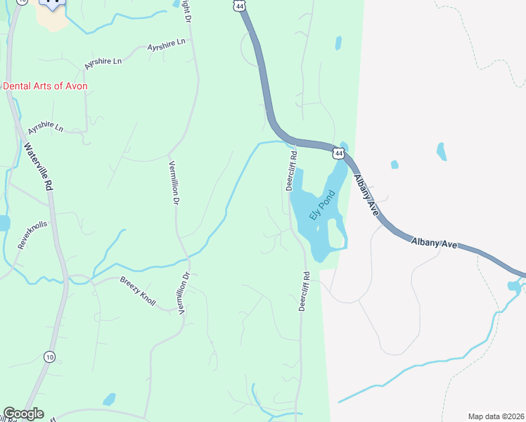 map of restaurants, bars, coffee shops, grocery stores, and more near 6 Deer Ridge Road in Avon