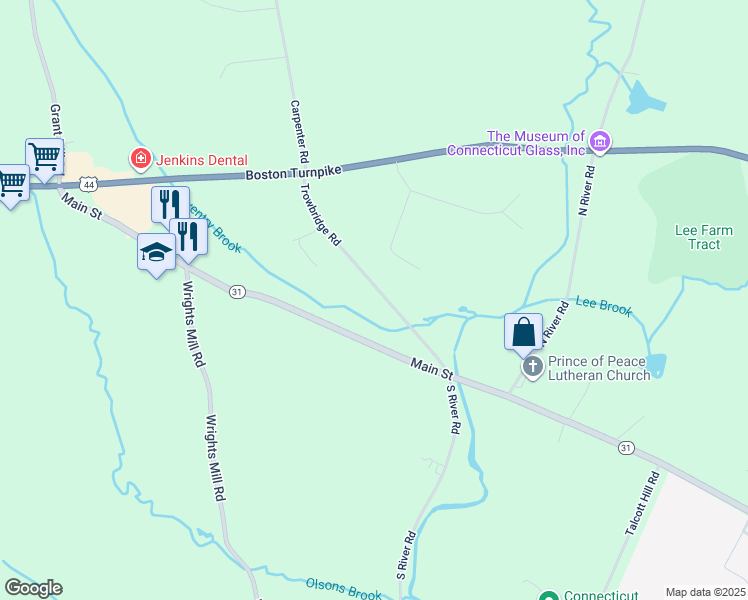 map of restaurants, bars, coffee shops, grocery stores, and more near 148 Trowbridge Road in Coventry