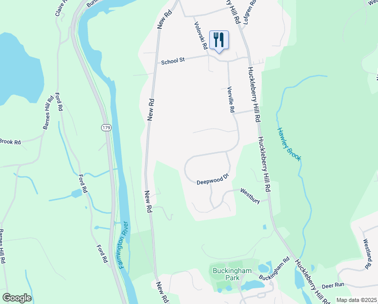 map of restaurants, bars, coffee shops, grocery stores, and more near 77 Deepwood Drive in Avon