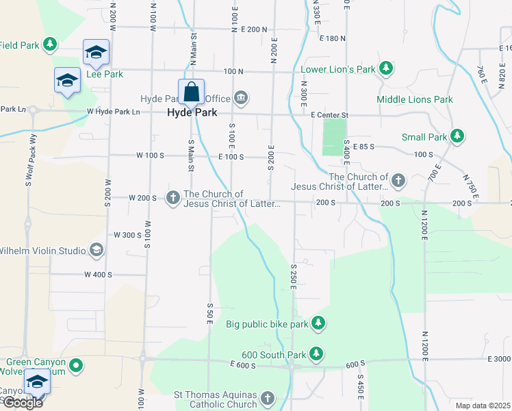 map of restaurants, bars, coffee shops, grocery stores, and more near 164 East 200 South in Hyde Park
