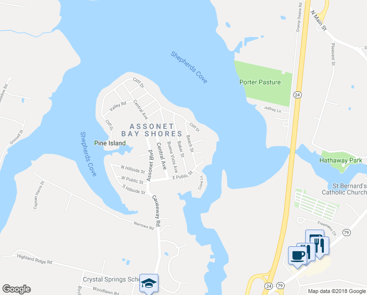 map of restaurants, bars, coffee shops, grocery stores, and more near 12 Baker Street in Freetown