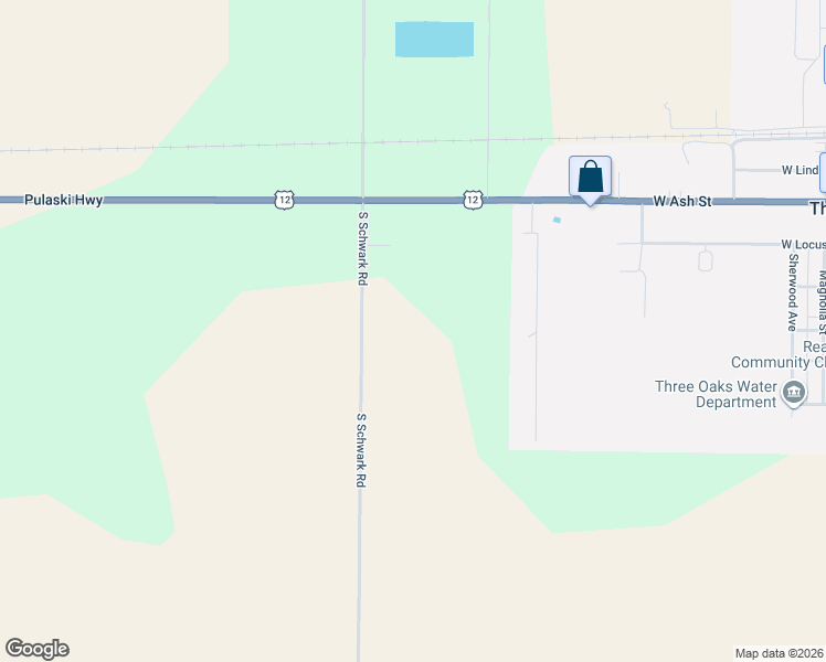 map of restaurants, bars, coffee shops, grocery stores, and more near 7200 U.S. 12 in Three Oaks