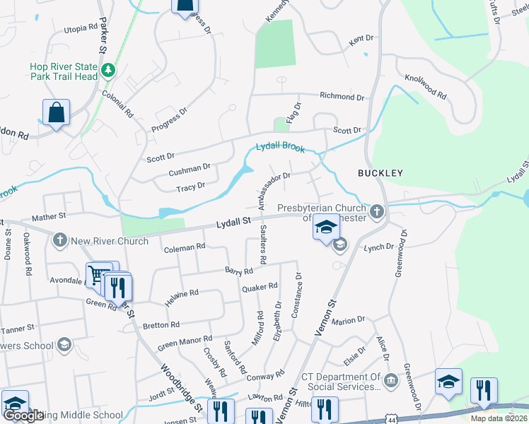 map of restaurants, bars, coffee shops, grocery stores, and more near 9 Saulters Road in Manchester