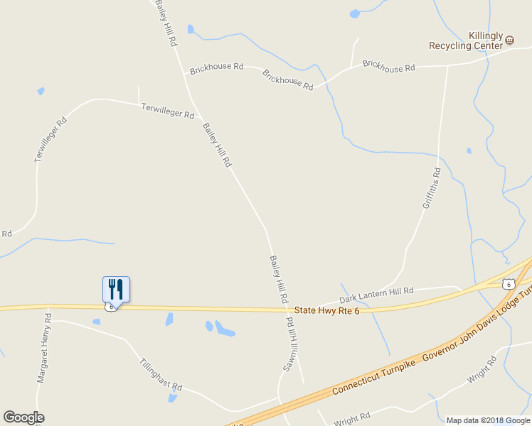 map of restaurants, bars, coffee shops, grocery stores, and more near 72 Bailey Hill Road in Killingly