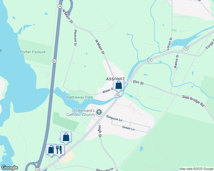 map of restaurants, bars, coffee shops, grocery stores, and more near 5 Water Street in Freetown