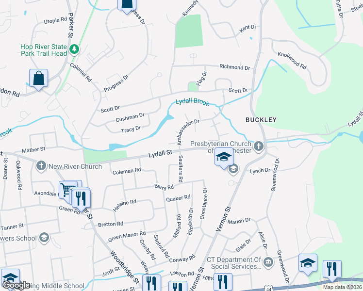 map of restaurants, bars, coffee shops, grocery stores, and more near 9 Saulters Road in Manchester