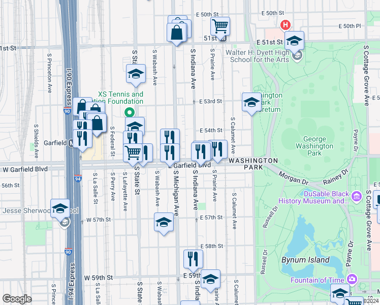map of restaurants, bars, coffee shops, grocery stores, and more near in Chicago