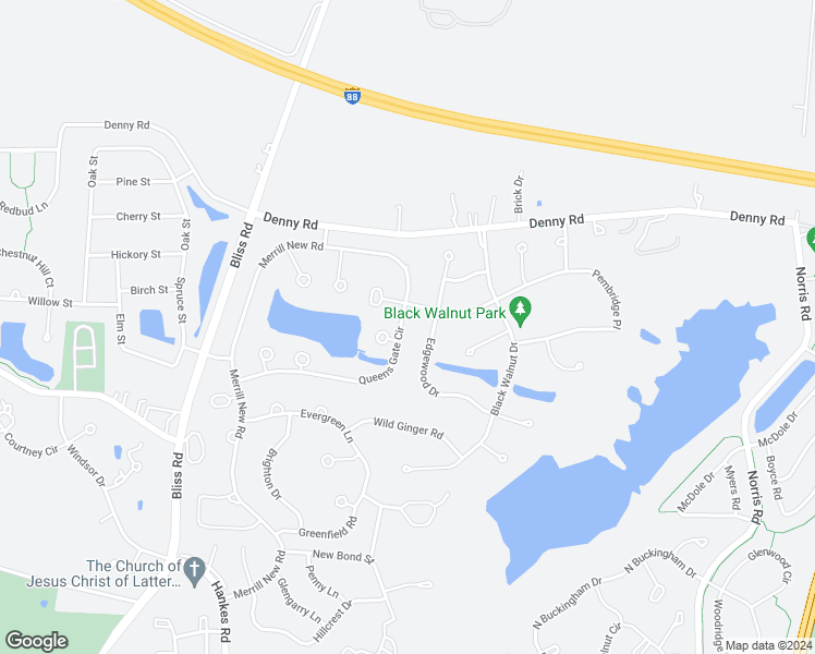 map of restaurants, bars, coffee shops, grocery stores, and more near 749 Queens Gate Circle in Sugar Grove