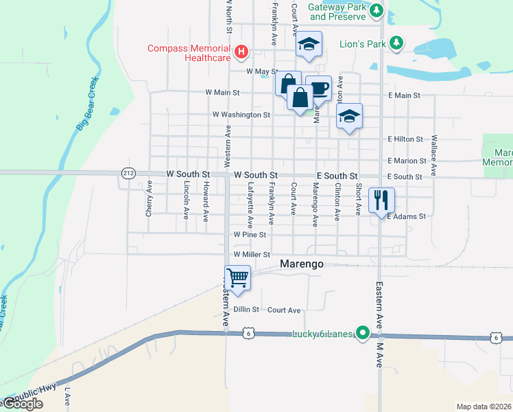 map of restaurants, bars, coffee shops, grocery stores, and more near 300-398 W Randolph St in Marengo