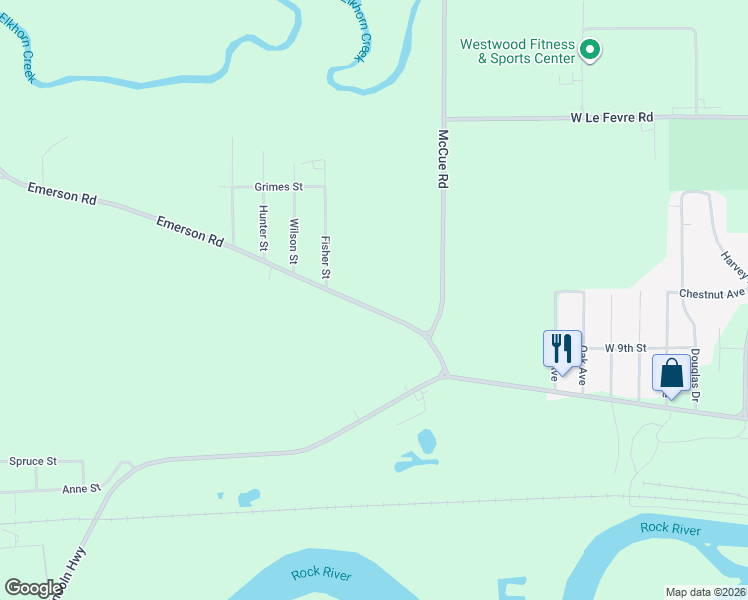 map of restaurants, bars, coffee shops, grocery stores, and more near 3912 Emerson Road in Sterling