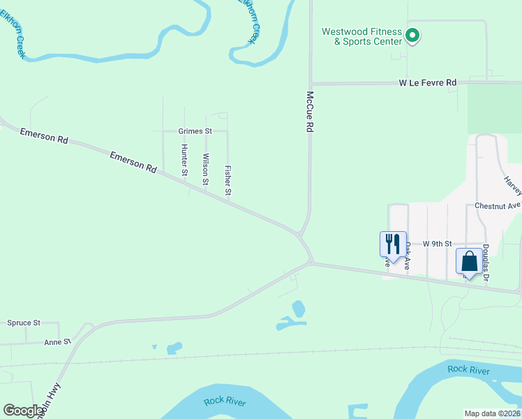 map of restaurants, bars, coffee shops, grocery stores, and more near 3912 Emerson Road in Sterling