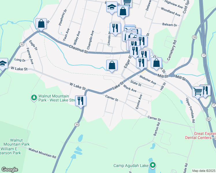 map of restaurants, bars, coffee shops, grocery stores, and more near 9 Creamery Road in Liberty