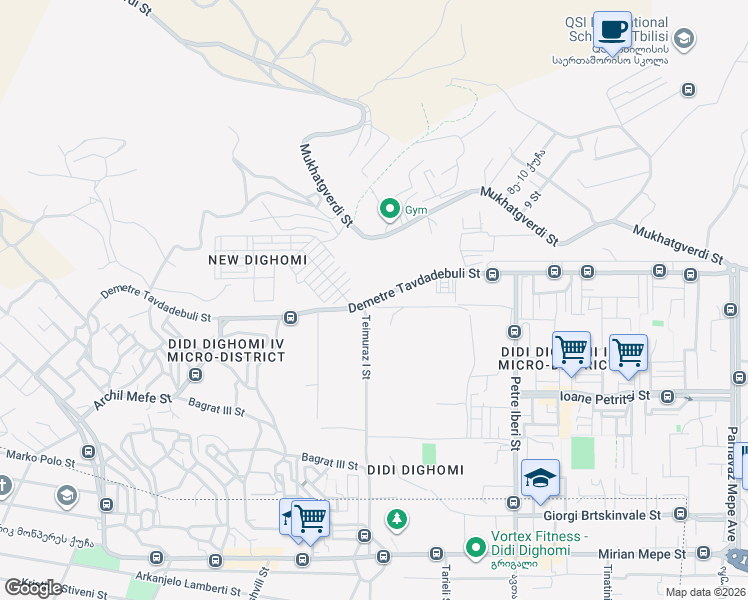 map of restaurants, bars, coffee shops, grocery stores, and more near Demetre Tavdadebuli Street in Tbilisi