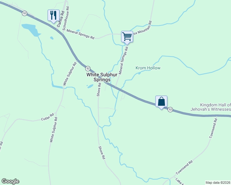 map of restaurants, bars, coffee shops, grocery stores, and more near 3271 New York 52 in White Sulphur Springs