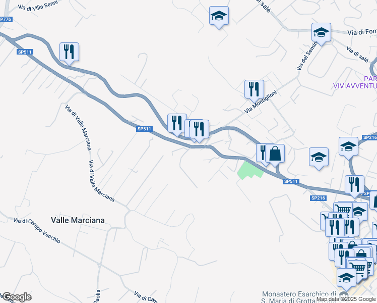 map of restaurants, bars, coffee shops, grocery stores, and more near 2-6 Via Anagnina in Grottaferrata