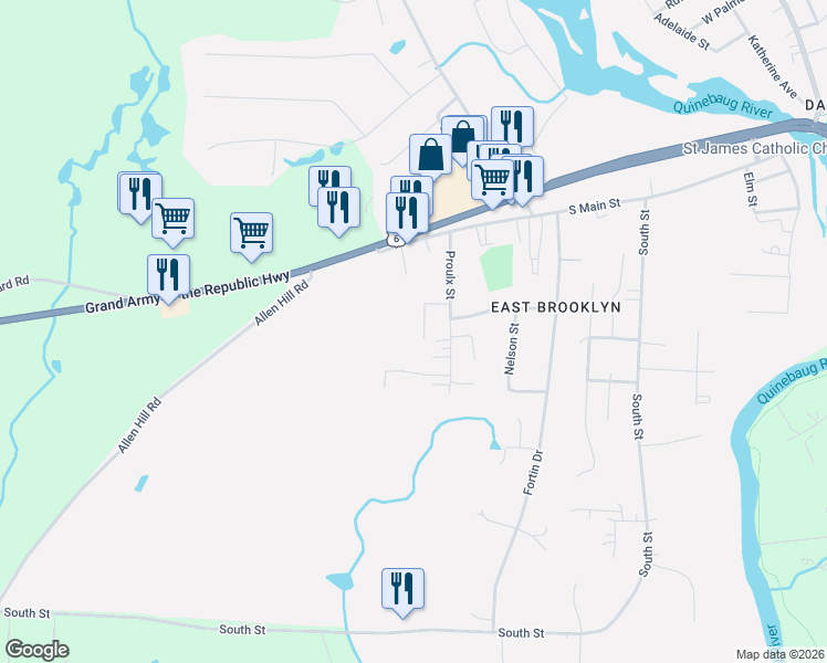map of restaurants, bars, coffee shops, grocery stores, and more near 11 Robert Street in Brooklyn