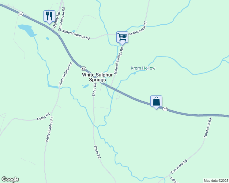 map of restaurants, bars, coffee shops, grocery stores, and more near 3271 New York 52 in White Sulphur Springs