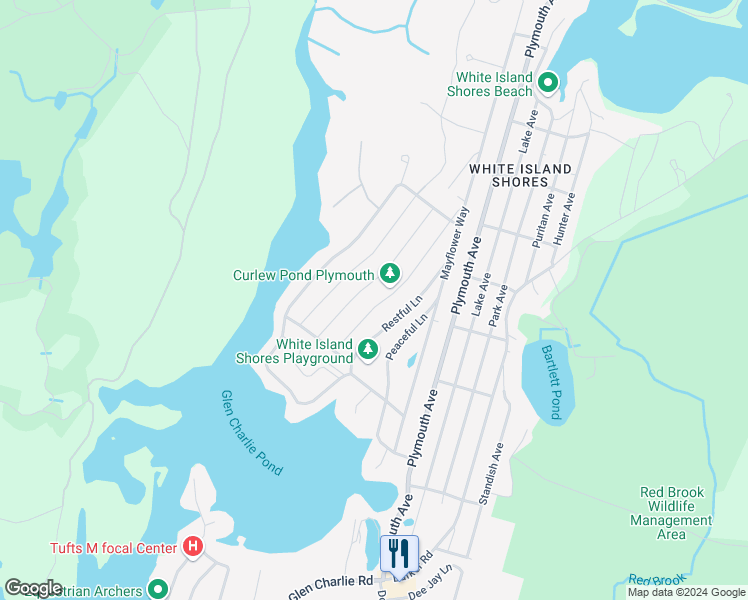 map of restaurants, bars, coffee shops, grocery stores, and more near 22 Repose Lane in Wareham