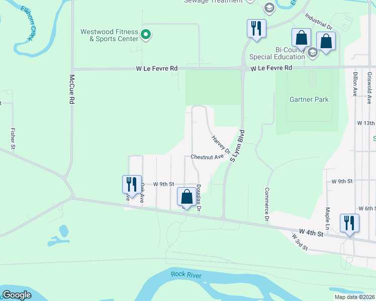 map of restaurants, bars, coffee shops, grocery stores, and more near 2302 Chestnut Avenue in Sterling