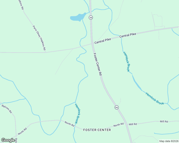 map of restaurants, bars, coffee shops, grocery stores, and more near 125 Foster Center Road in Foster