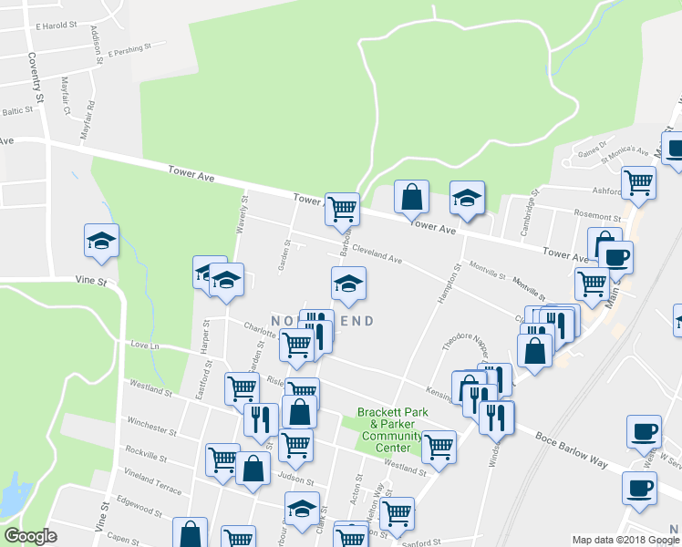 map of restaurants, bars, coffee shops, grocery stores, and more near in Hartford