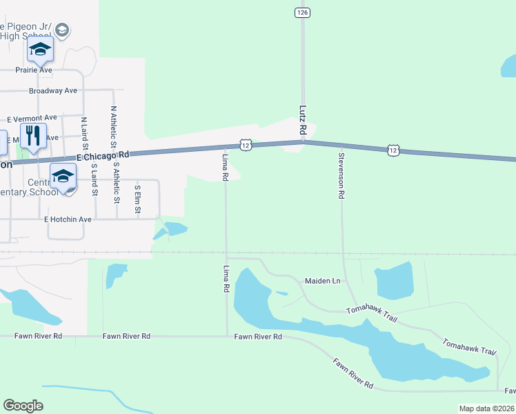 map of restaurants, bars, coffee shops, grocery stores, and more near in White Pigeon